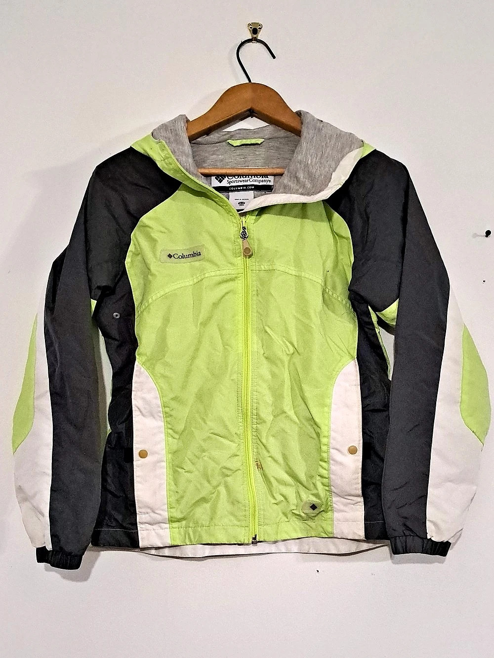 Columbia Girls 14/16 Green Black Rain Jacket